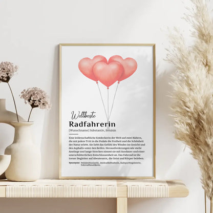 Personalisierbares Poster Radfahrerin mit Namen Definition