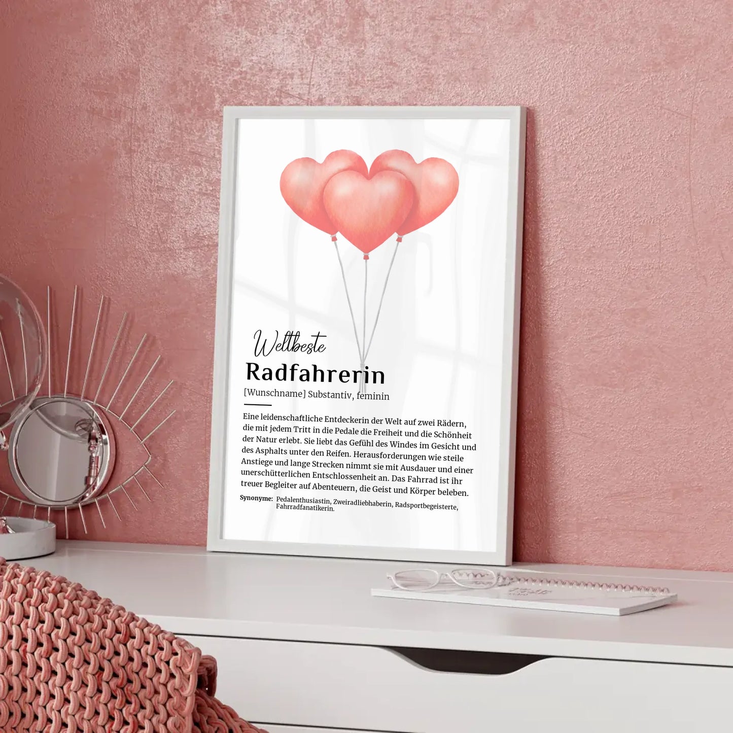 Personalisierbares Poster Radfahrerin mit Namen Definition