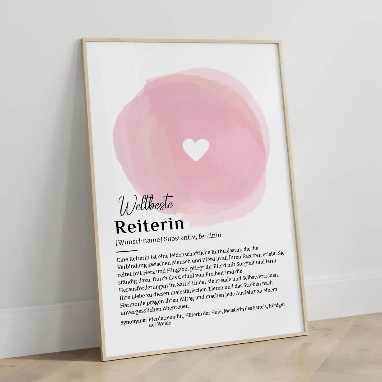 Personalisierte Poster Definition Reiterin Reiten mit Namen Geschenk