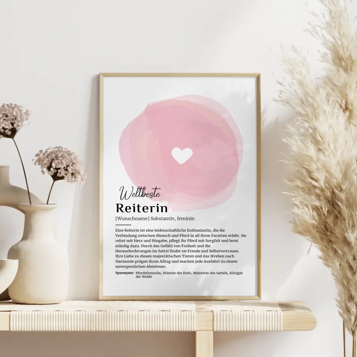 Personalisierte Poster Definition Reiterin Reiten mit Namen Geschenk