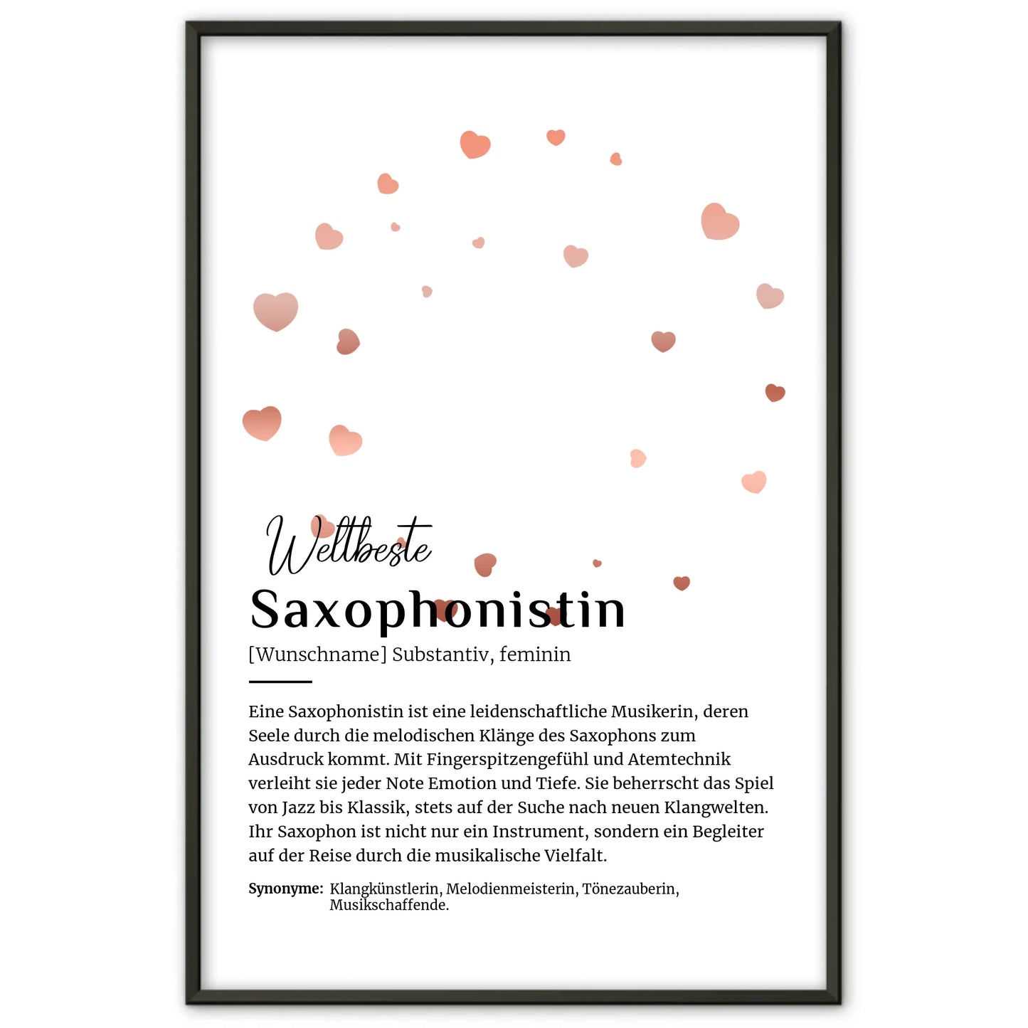 Poster Definition Saxophonistin Saxophon mit Namen Geschenk