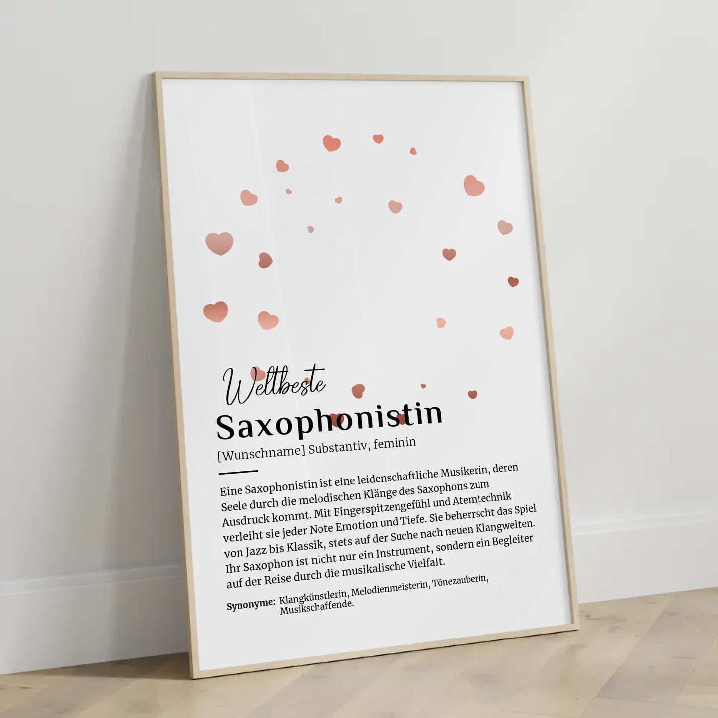 Poster Definition Saxophonistin Saxophon mit Namen Geschenk