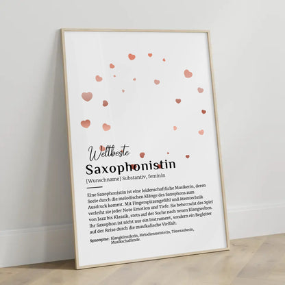 Poster Definition Saxophonistin Saxophon mit Namen Geschenk