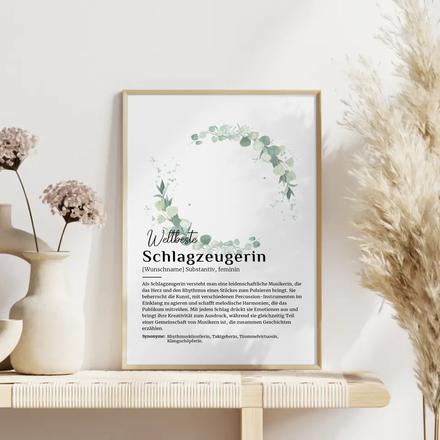 Personalisierte Poster Definition Schlagzeugerin mit Namen Geschenk