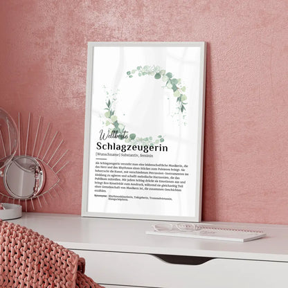 Personalisierte Poster Definition Schlagzeugerin mit Namen Geschenk