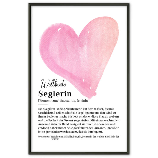 Personalisierte Poster Seglerin Segeln mit Namen Definition