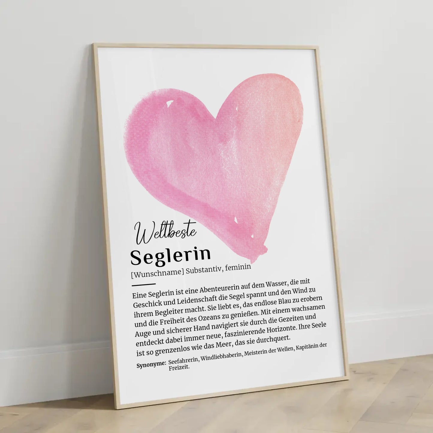 Personalisierte Poster Seglerin Segeln mit Namen Definition