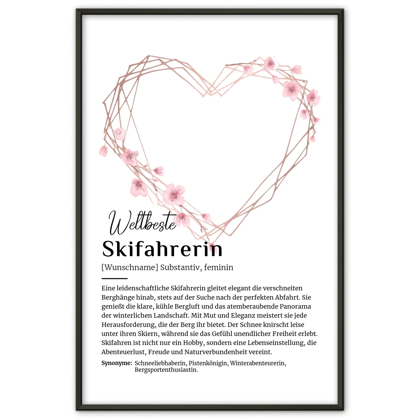 Personalisiertes Poster Skifahrerin mit Namen Geschenk