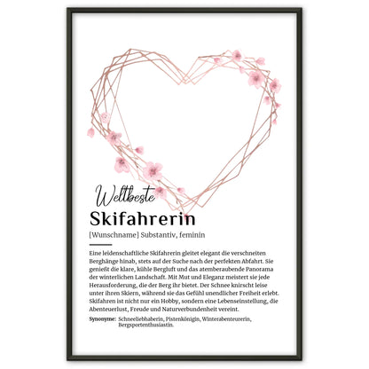 Personalisiertes Poster Skifahrerin mit Namen Geschenk