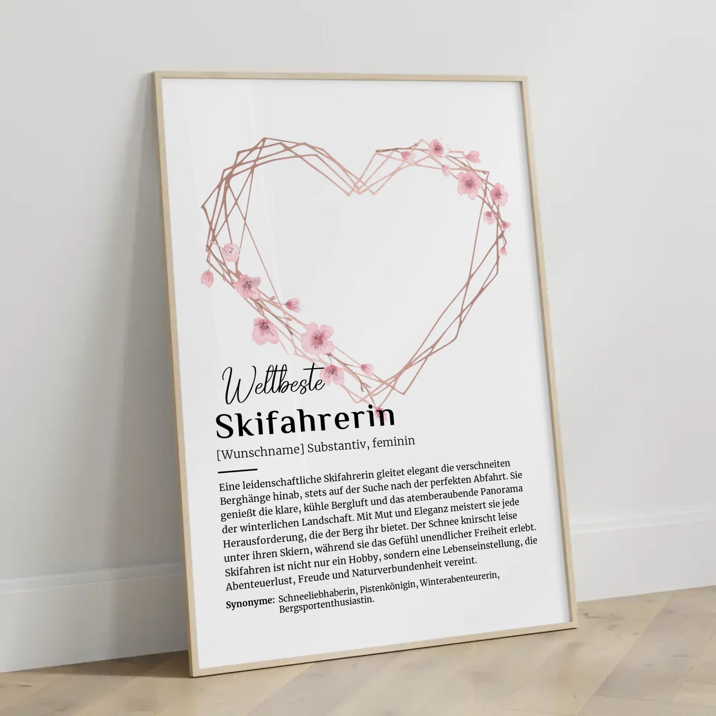 Personalisiertes Poster Skifahrerin mit Namen Geschenk