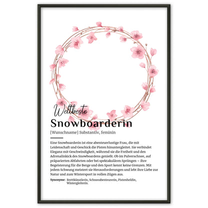 Personalisierte Poster Definition Snowboarderin mit Namen