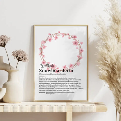 Personalisierte Poster Definition Snowboarderin mit Namen