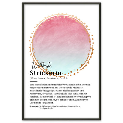 Personalisierte Poster Definition Strickerin Stricken mit Namen Geschenk