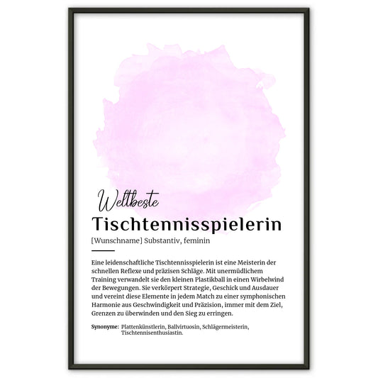 Personalisiertes Poster Tischtennisspielerin mit Namen Geschenk
