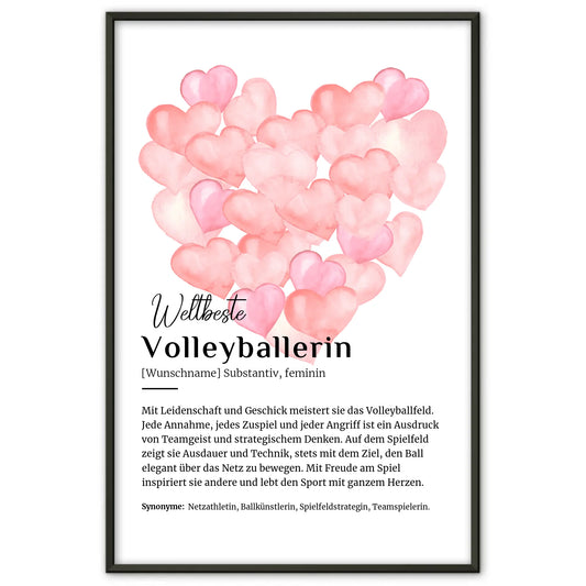 Personalisierte Poster Definition Volleyballerin mit Namen Geschenk