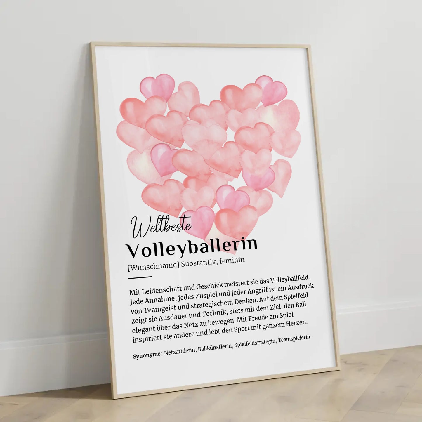 Personalisierte Poster Definition Volleyballerin mit Namen Geschenk