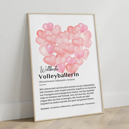 Personalisierte Poster Definition Volleyballerin mit Namen Geschenk