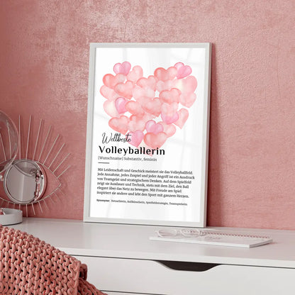 Personalisierte Poster Definition Volleyballerin mit Namen Geschenk
