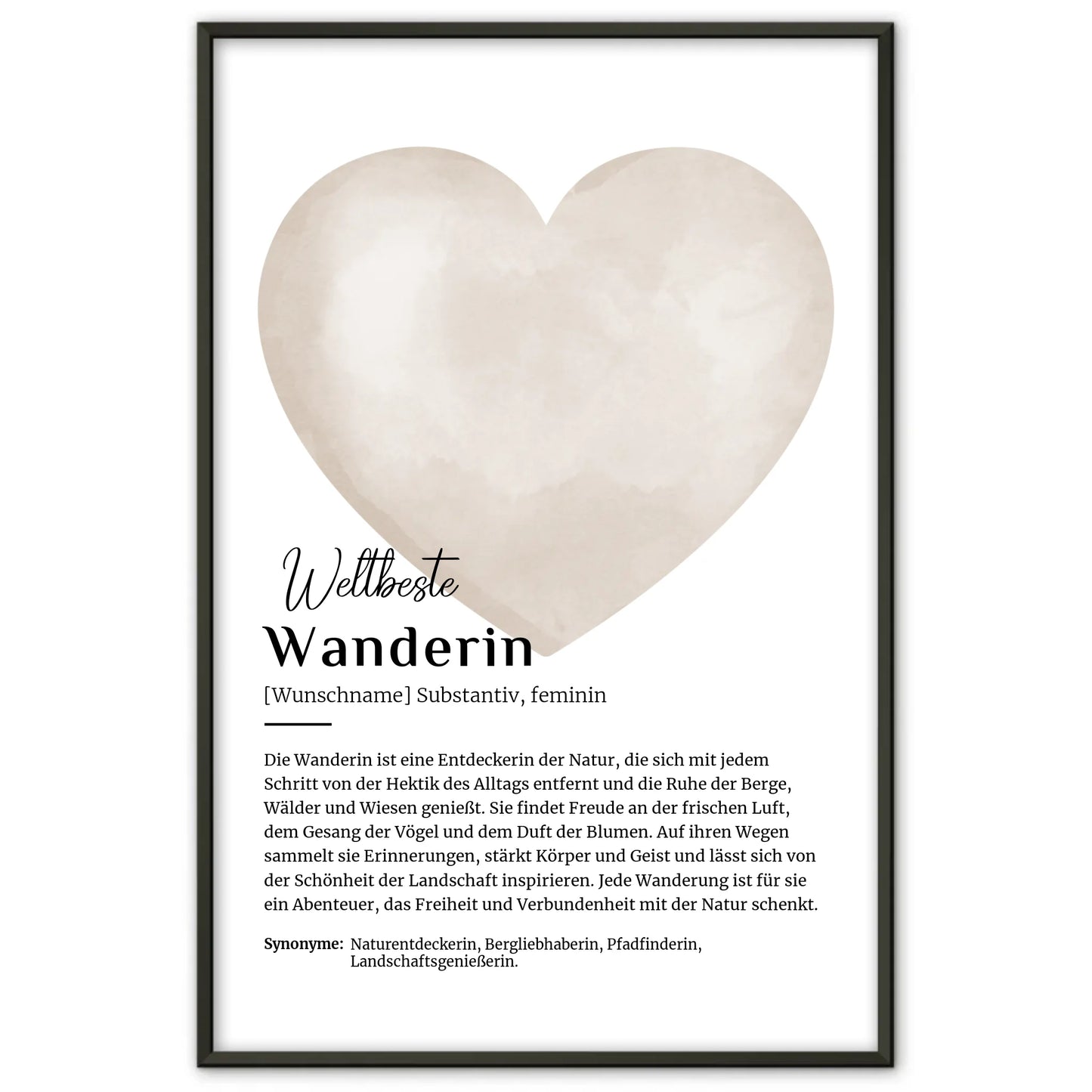 Personalisierte Poster Definition Wanderin mit Namen geschenkt