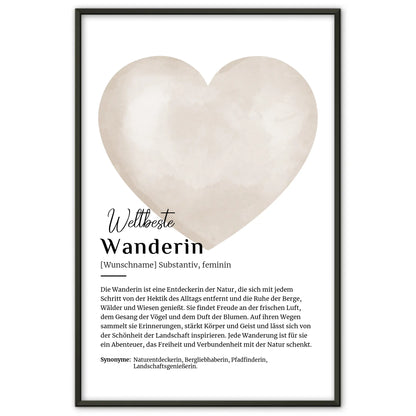Personalisierte Poster Definition Wanderin mit Namen geschenkt