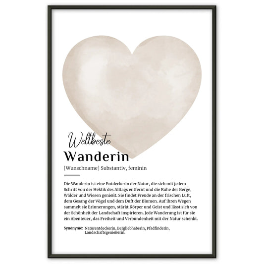 Personalisierte Poster Definition Wanderin mit Namen geschenkt