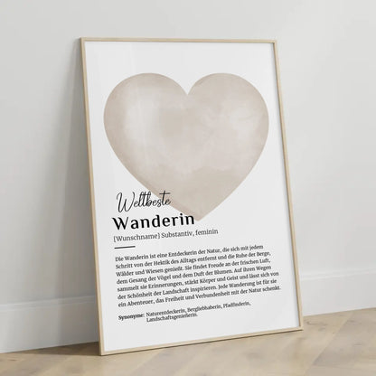 Personalisierte Poster Definition Wanderin mit Namen geschenkt