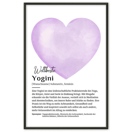 Personalisiertes Poster Definition Yogini Yoga mit Namen Geschenk