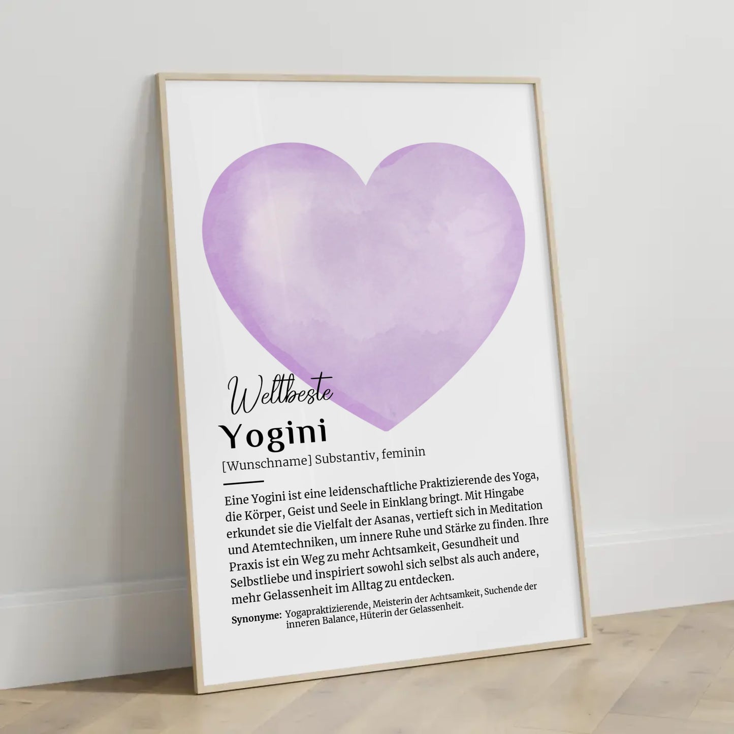 Personalisiertes Poster Definition Yogini Yoga mit Namen Geschenk