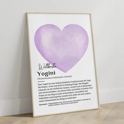 Personalisiertes Poster Definition Yogini Yoga mit Namen Geschenk