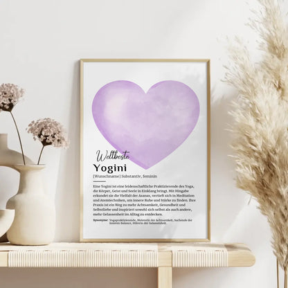 Personalisiertes Poster Definition Yogini Yoga mit Namen Geschenk