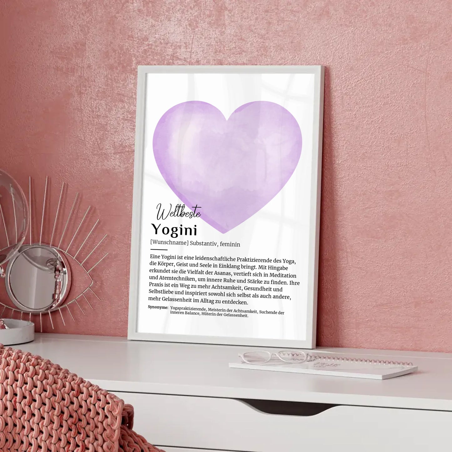 Personalisiertes Poster Definition Yogini Yoga mit Namen Geschenk