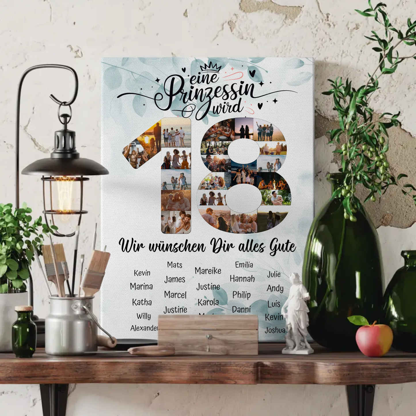 Personalisierte Fotoleinwand mit Unterschriften 18 Geburtstag Eine Prinzessin wird