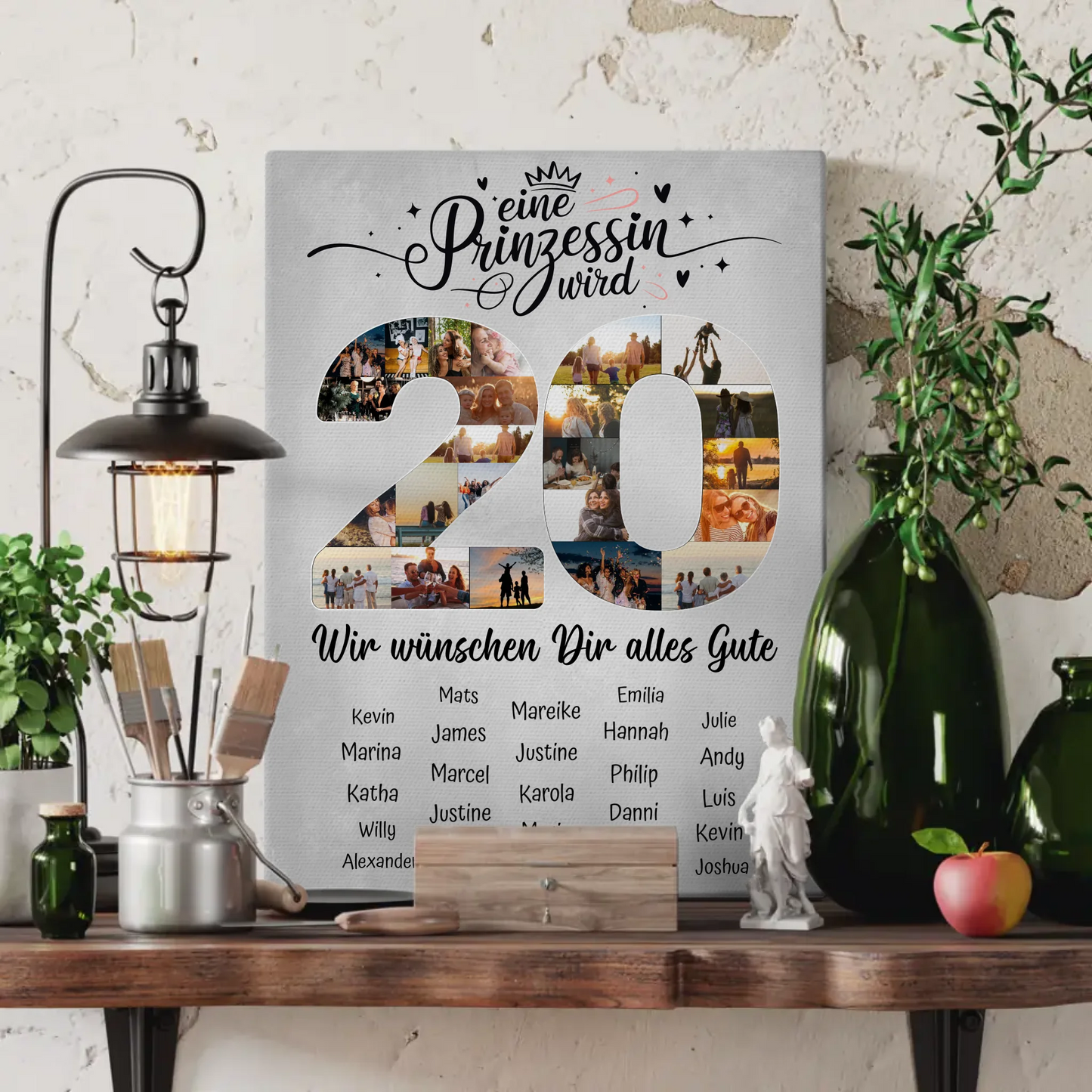 Personalisierte Fotoleinwand mit Wunschtext 20 Geburtstag Prinzessin