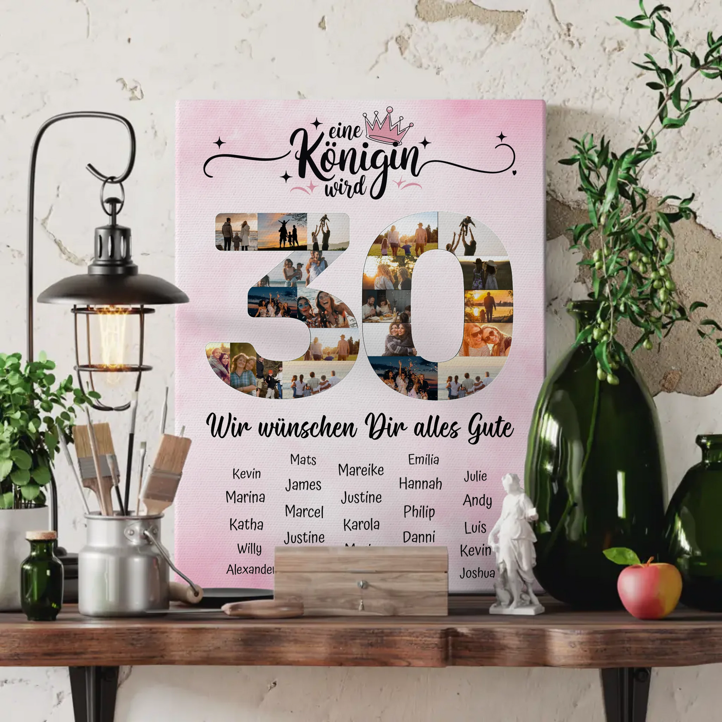 Personalisierte Fotoleinwand mit Unterschriften 30 Geburtstag Eine Königin wird