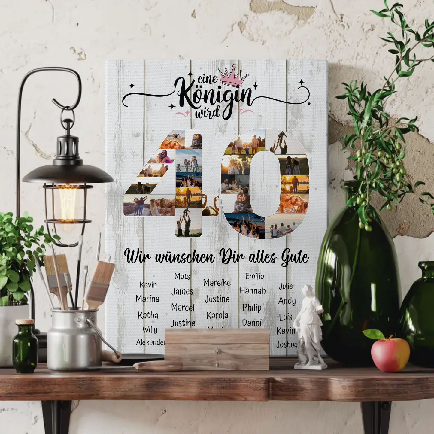 Personalisierte Fotoleinwand mit Wunschtext 40 Geburtstag Eine Königin wird
