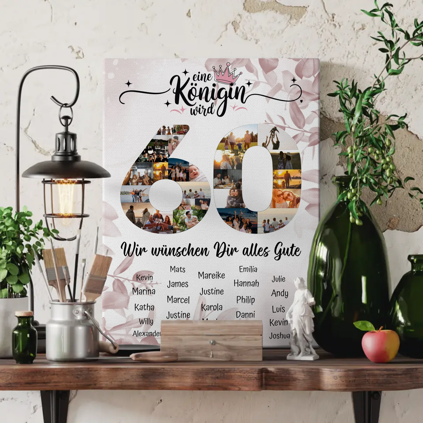 Personalisierte Fotoleinwand mit Wunschtext 60 Geburtstag Eine Königin wird