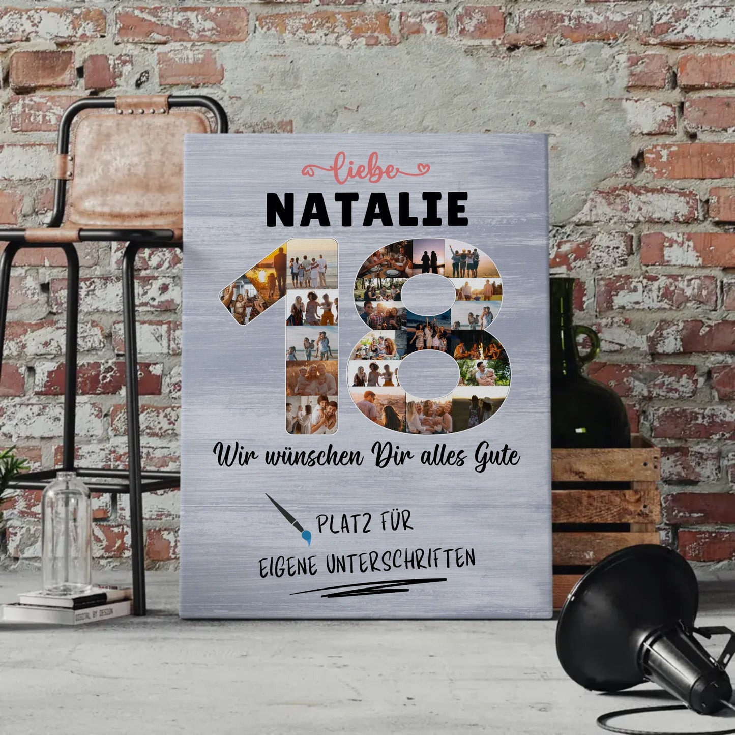 Personalisierte Fotoleinwand mit Unterschriften 18 Geburtstag Schwester Tochter Freundin