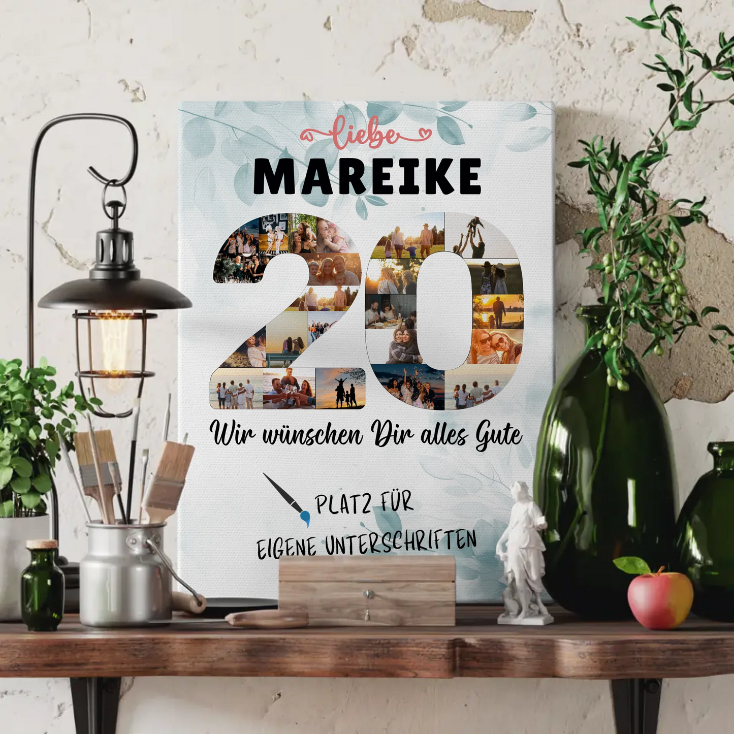 Personalisierte Fotoleinwand mit Wunschtext 20 Geburtstag Schwester Tochter Freundin