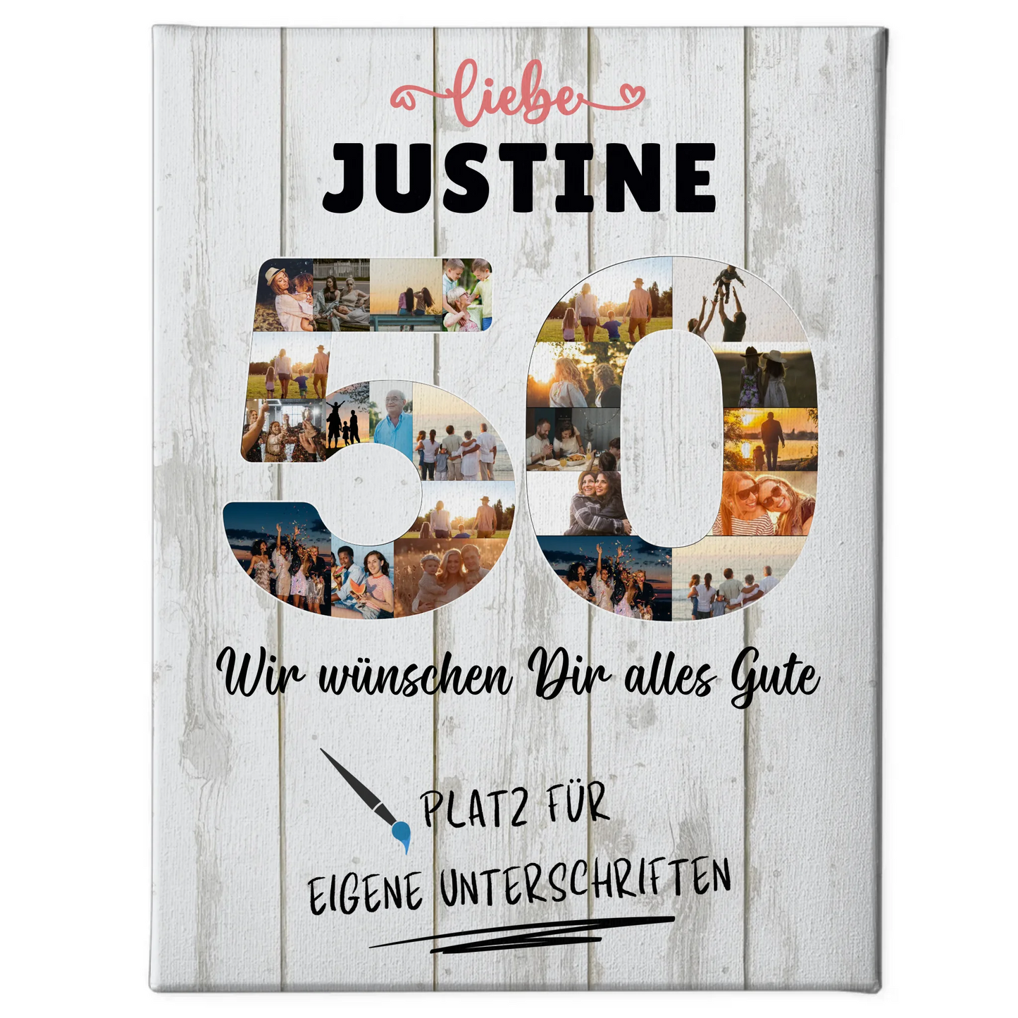 Personalisierte Fotoleinwand mit Unterschriften 50 Geburtstag Mama Schwester