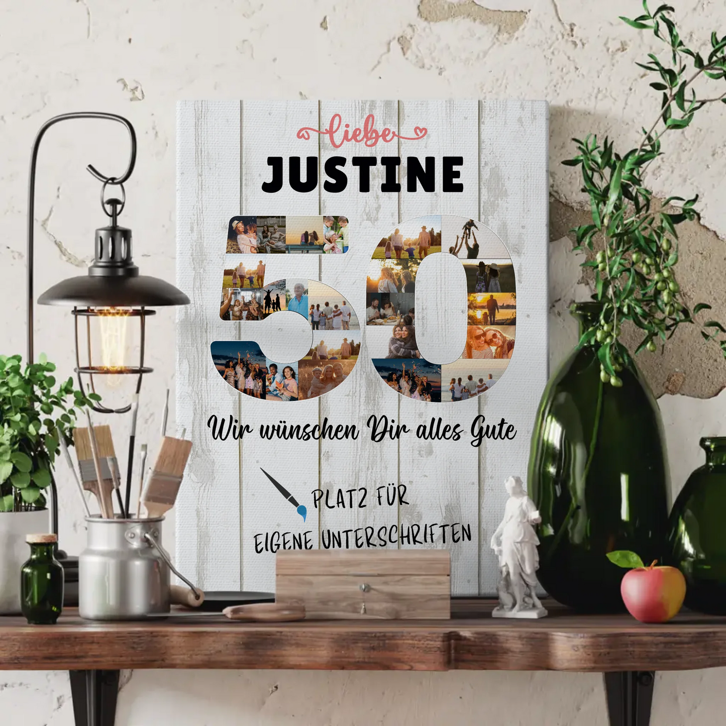 Personalisierte Fotoleinwand mit Unterschriften 50 Geburtstag Mama Schwester