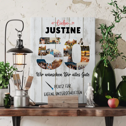 Personalisierte Fotoleinwand mit Unterschriften 50 Geburtstag Mama Schwester