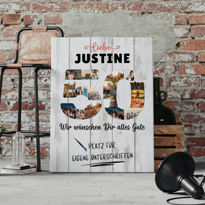 Personalisierte Fotoleinwand mit Unterschriften 50 Geburtstag Mama Schwester