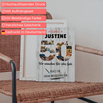 Personalisierte Fotoleinwand mit Unterschriften 50 Geburtstag Mama Schwester
