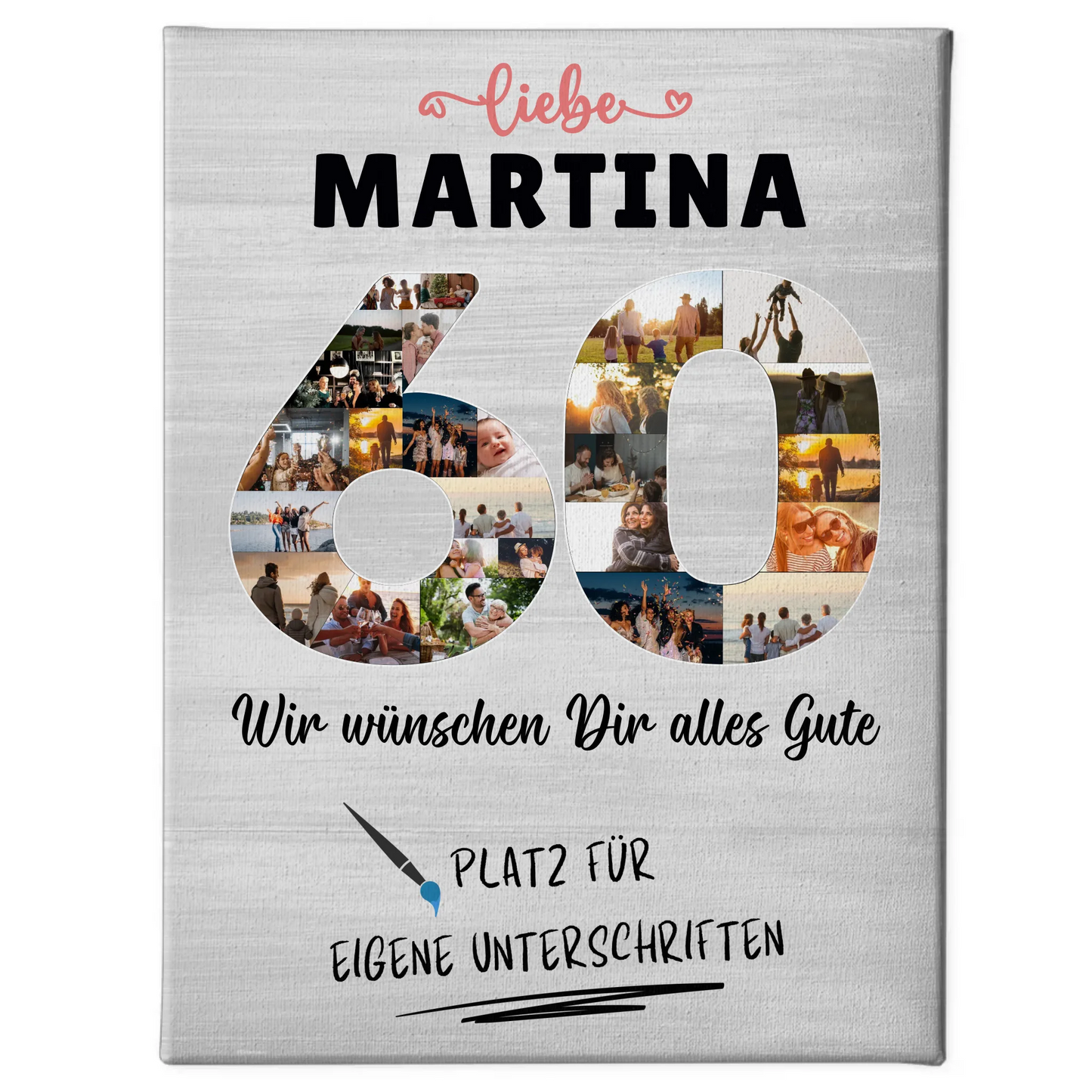 Personalisierte Fotoleinwand mit Wunschtext 60 Geburtstag für Oma oder Mama