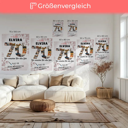Personalisierte Fotoleinwand mit Unterschriften 70 Geburtstag für Mama oder Oma