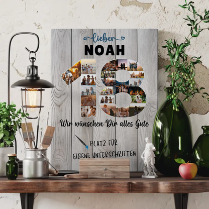 Personalisierte Fotoleinwand mit Wunschtext 18 Geburtstag für Bruder Sohn