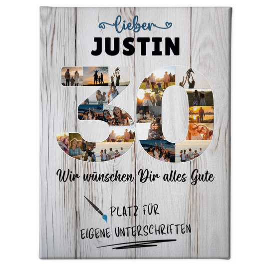 Personalisierte Fotoleinwand 30 Geburtstag mit Wunschtext Papa Bruder