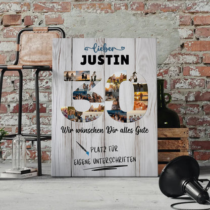 Personalisierte Fotoleinwand 30 Geburtstag mit Wunschtext Papa Bruder