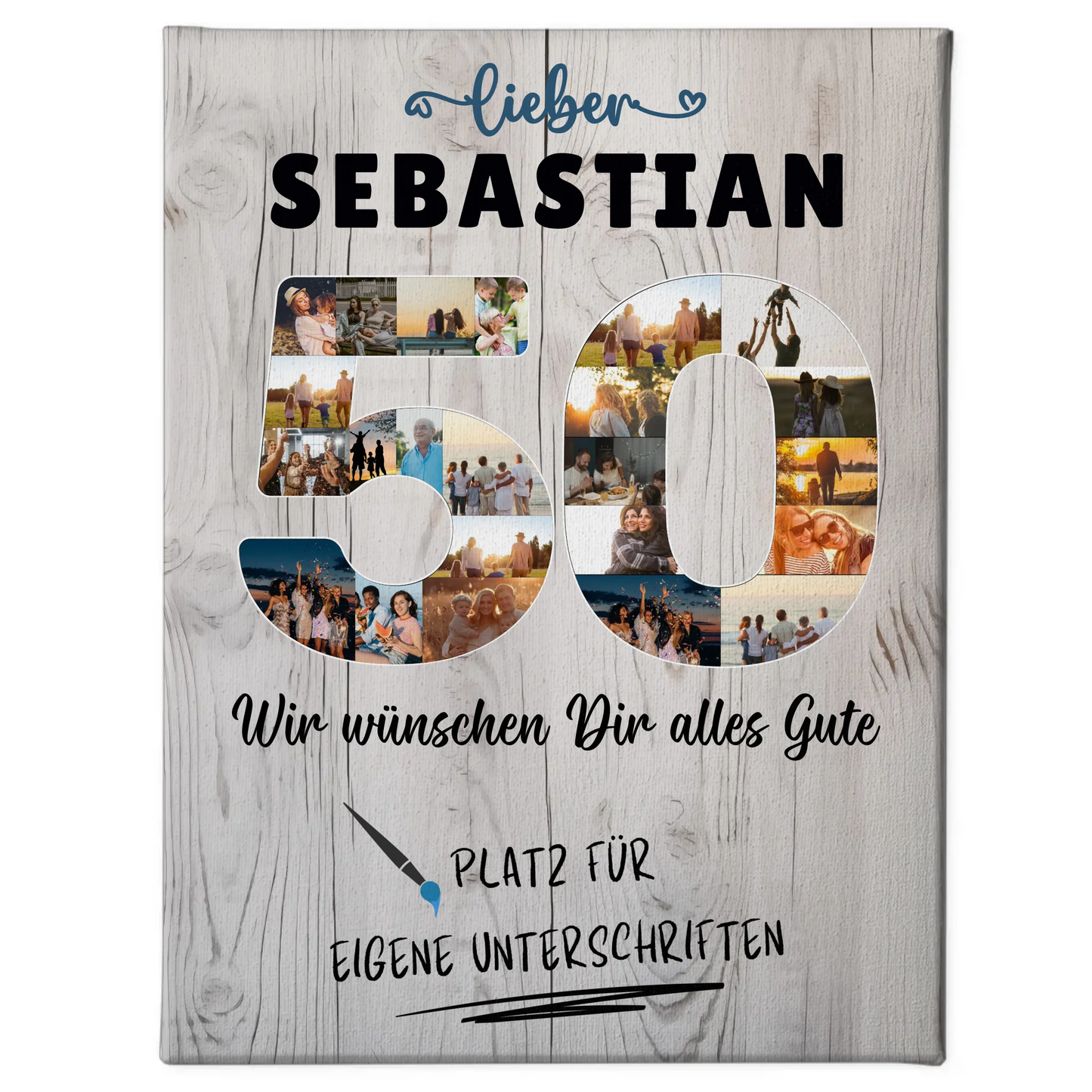 Personalisierte Fotoleinwand 50 Geburtstag für Papa oder Bruder