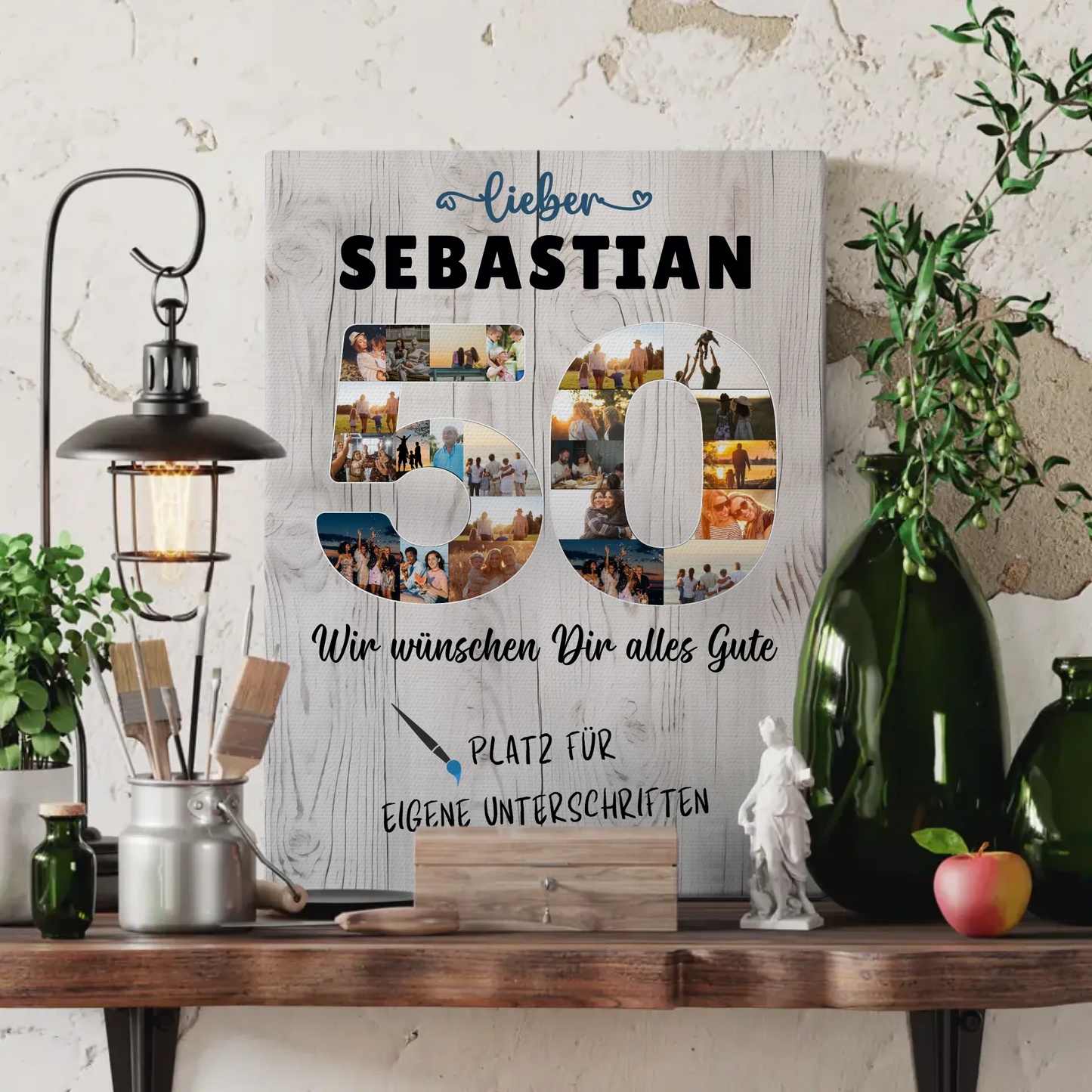 Personalisierte Fotoleinwand 50 Geburtstag für Papa oder Bruder